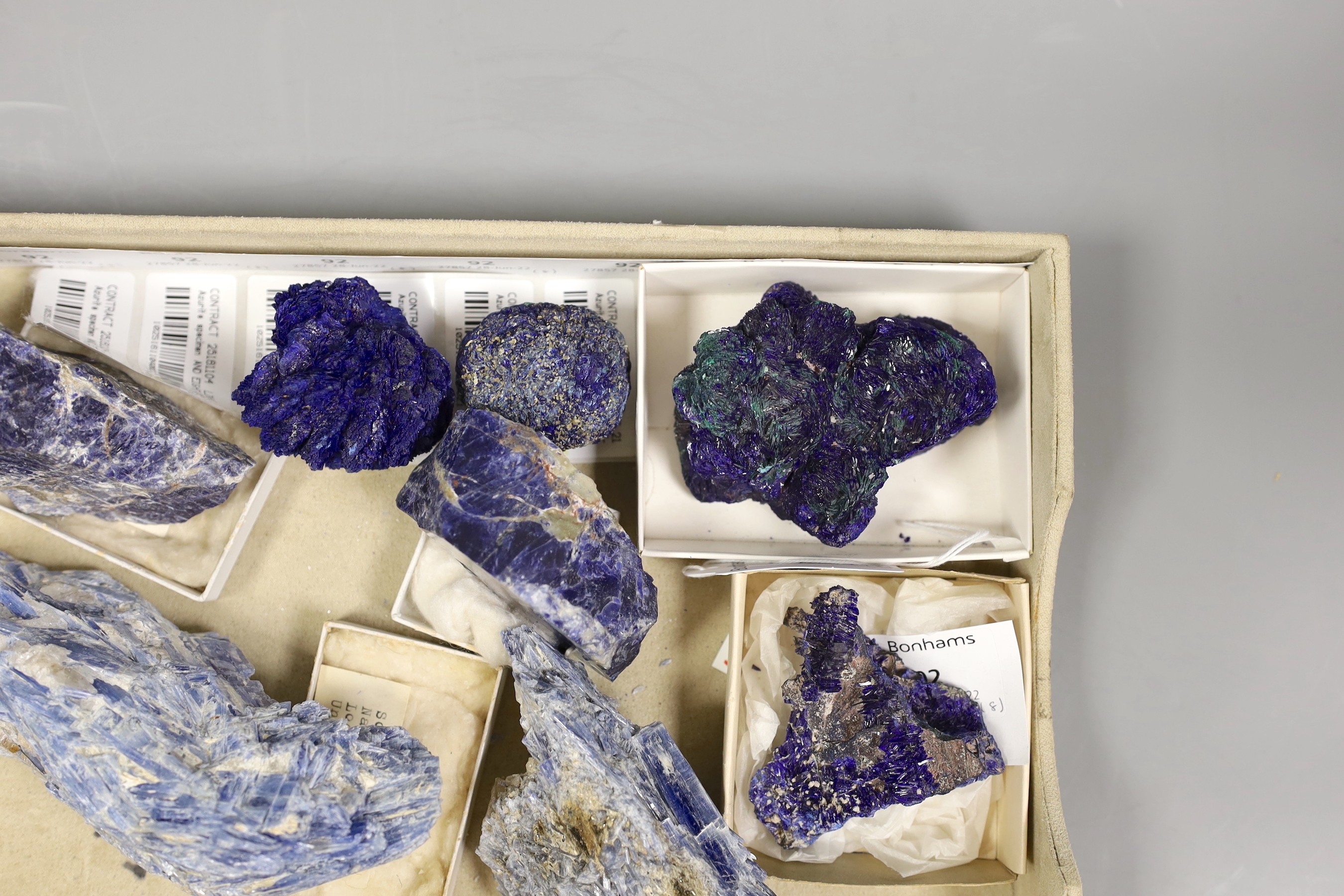An Azurite with malachite specimen and seven other minerals (8)